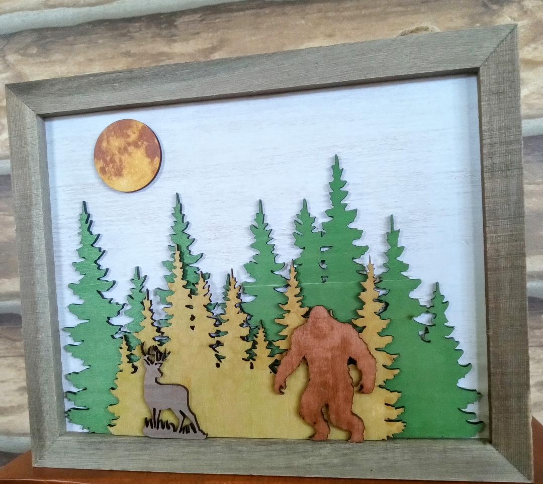 Framed Bigfoot Laser Art